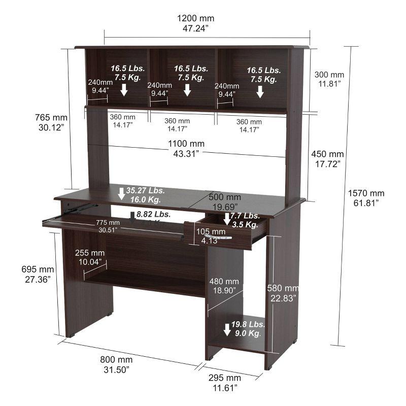 Espresso Wood Computer Desk with Hutch and Drawer