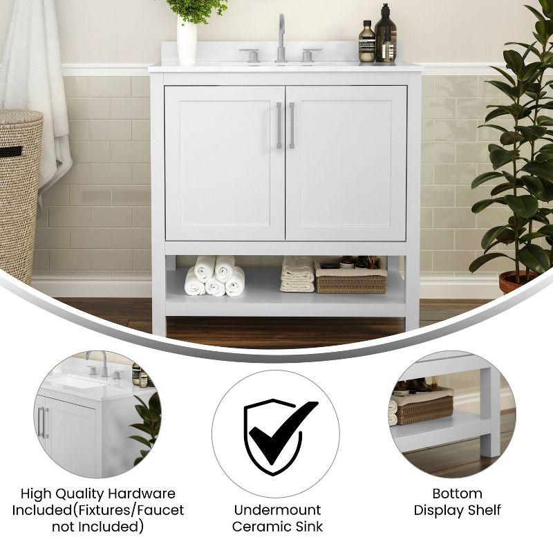 Vivien 36" White Bathroom Vanity with Carrara Marble Countertop