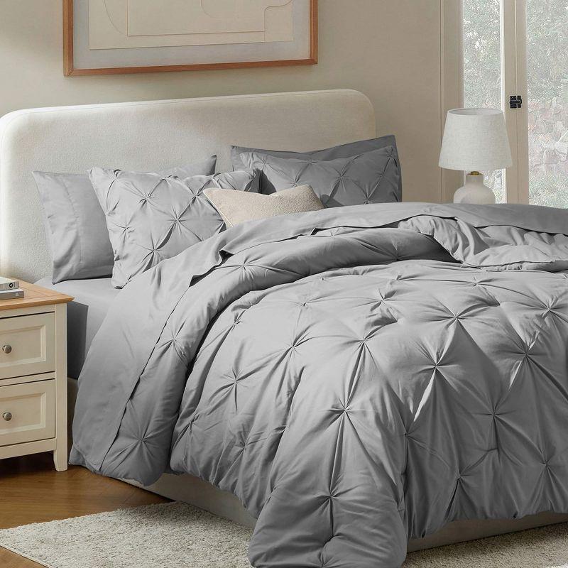 Gray Queen Reversible Microfiber Bed in a Bag Set