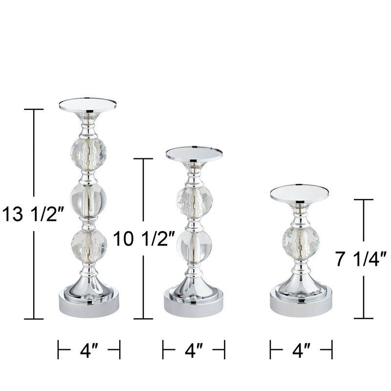 Dahlia Studios Caroline Chrome and Crystal Pillar Candle Holders Set of 3