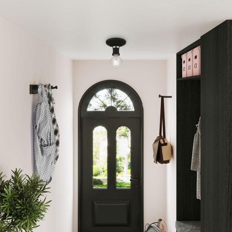 Livex Lighting Lansdale 1 - Light Flush Mount in  Black/Brushed Nickel