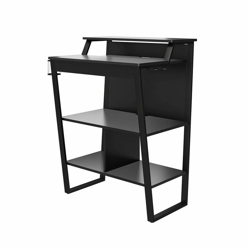 Arcade-Inspired Genesis Black Standing Gaming Desk with LED & Organizers