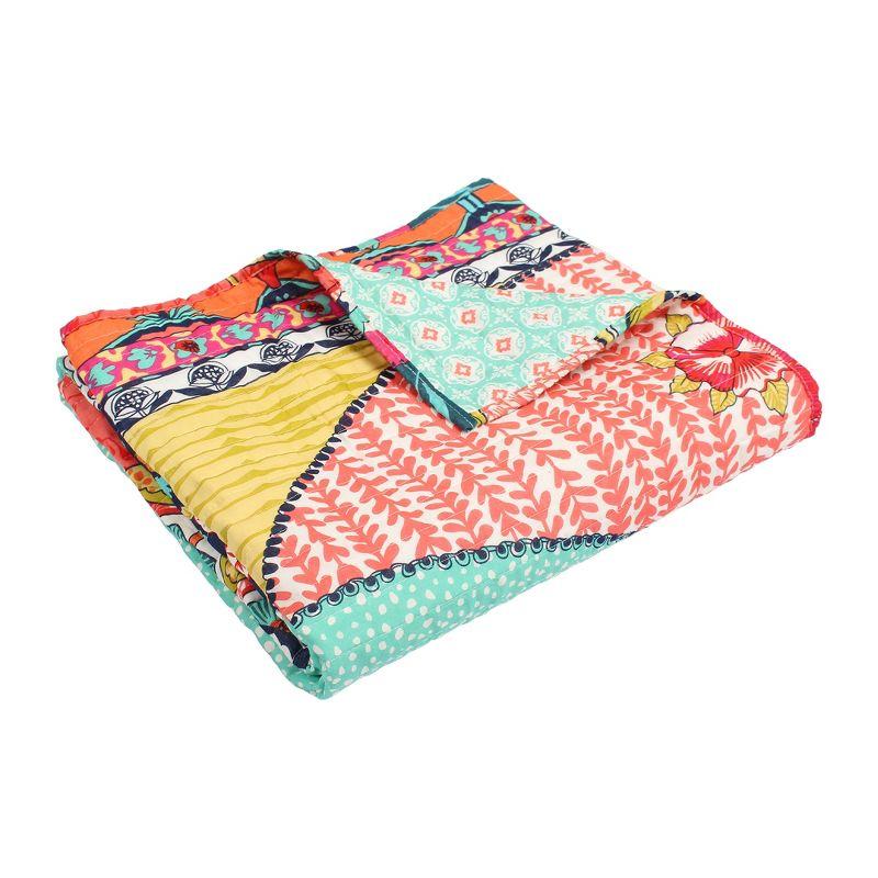 Exotic Bazaar Cotton Quilted Throw 50x60 in - Reversible, Colorful Medallion