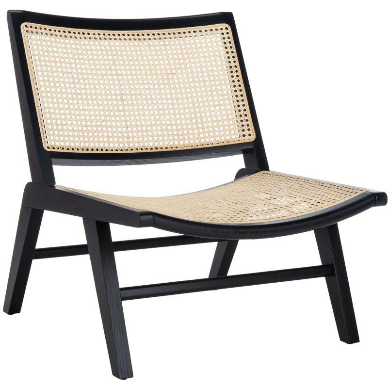 Transitional Auckland 26" Black and Natural Rattan Armless Side Chair