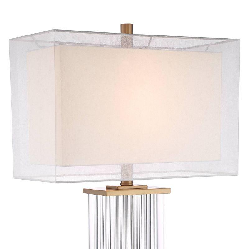 Vienna Full Spectrum Darcia Modern Luxury Table Lamp 29" Tall Clear Crystal Glass Column Double Rectangular Shade for Bedroom Living Room House Home