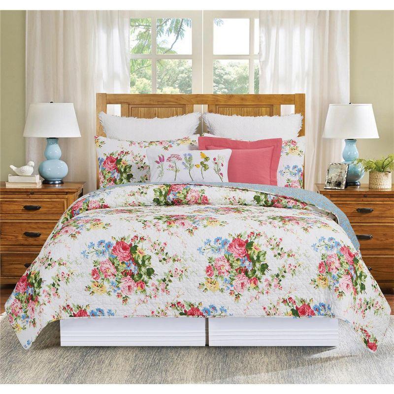 C&F Home Cottage Rose Spring Floral Cotton Quilt Set  - Reversible and Machine Washable