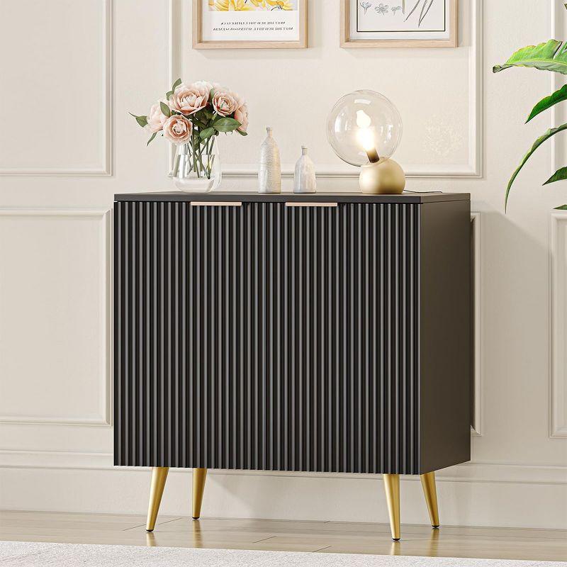 Sideboard Buffet Cabinet with Storage, Fluted Credenza Storage Cabinet with Painted Finish and Adjustable Shelves