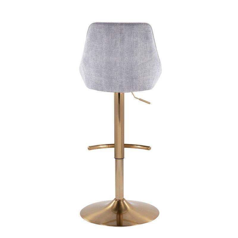 Set of 2 Diana Steel/Corduroy Barstools Gold/Gray - LumiSource: Swivel, Upholstered, Adjustable Height