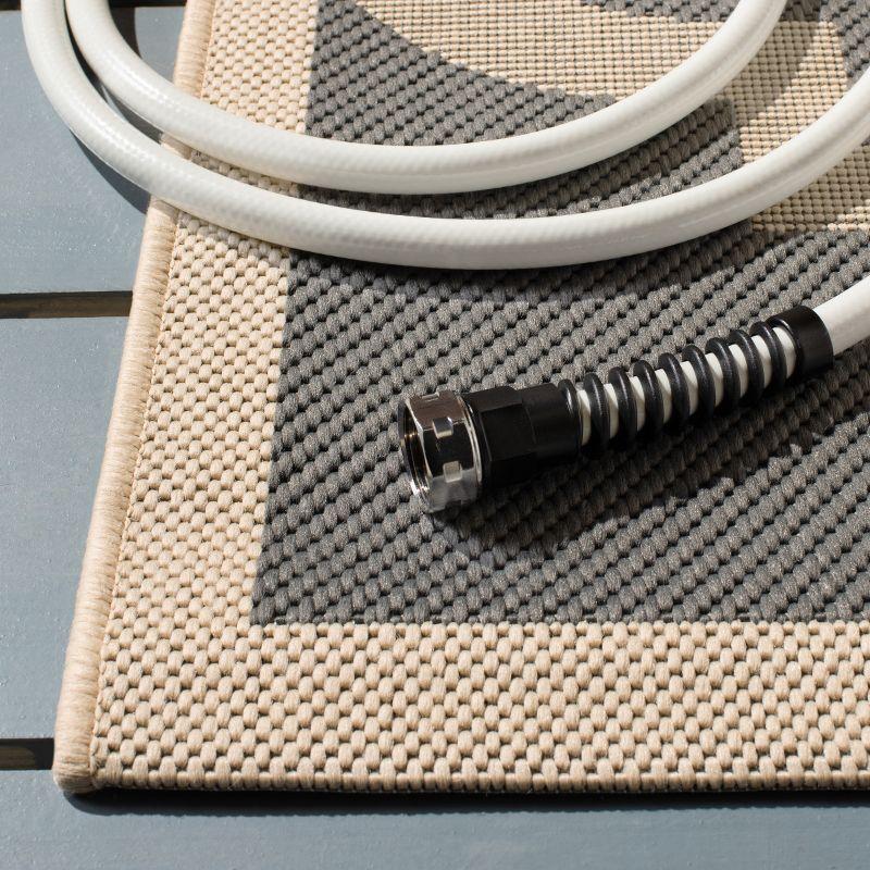 Courtyard CY6243 Power Loomed Indoor and Outdoor Area Rug - Grey/Beige - 4'x4' - Safavieh