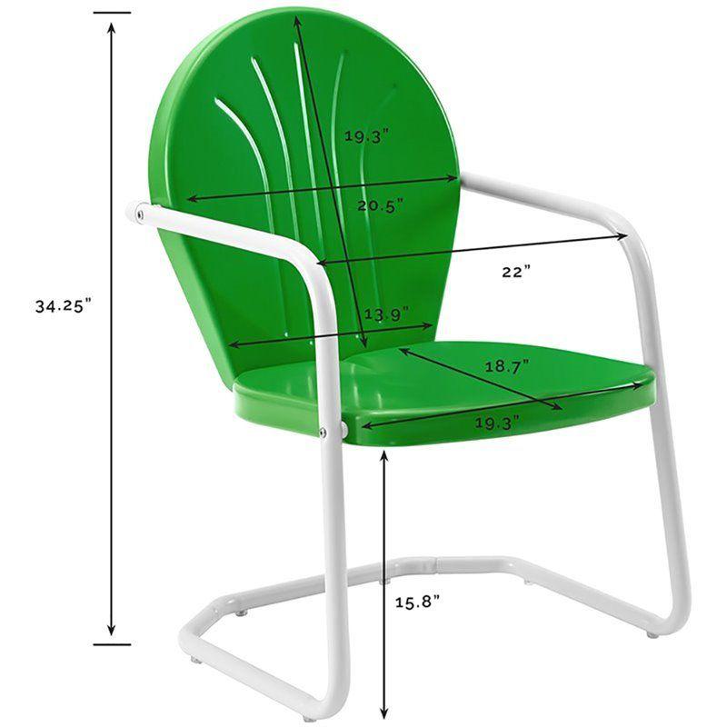 Metal Patio Arm Chair - Green: Crosley, Powder-Coated Steel Frame, UV & Weather-Resistant, 250lb Capacity