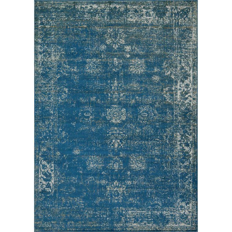 Sofia Blue Abstract Rectangular Indoor Rug - Easy Care & Stain-resistant