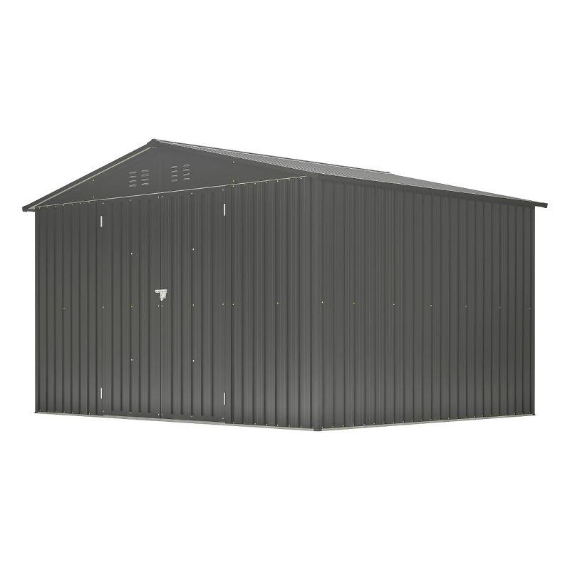 Wentygam 10X8 FT Outdoor Storage Shed, All Weather Metal Sheds With Lockable Doors, Tool Shed For Garden, Patio, Backyard, Lawn, Black