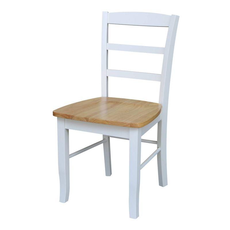 White and Natural Wood Ladderback Side Chair