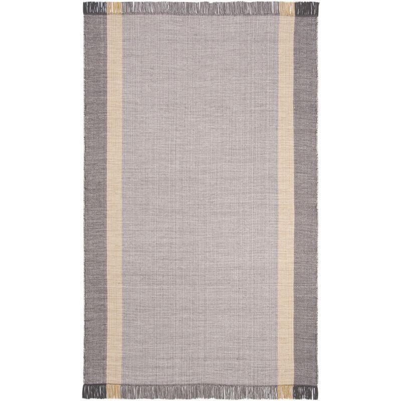 Handwoven Mustard & Grey Cotton Flatweave Rug - 5' x 8'