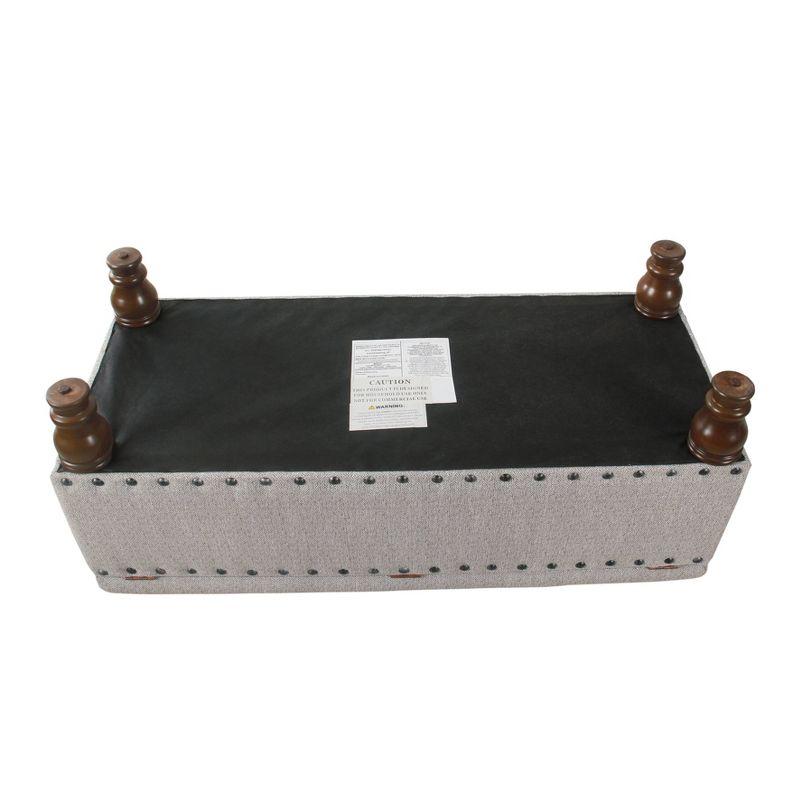 Large Storage Bench with Nailhead Trim Light Gray - HomePop: Multifunctional, Upholstered, Bedroom Entryway Seating