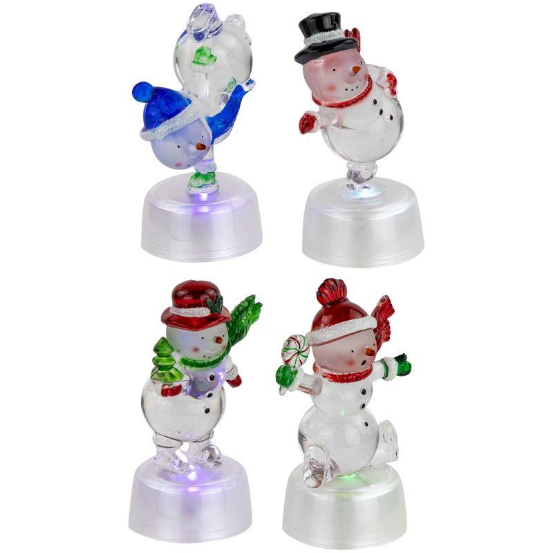 Northlight LED Lighted Color Changing Snowmen Acrylic Christmas Decorations - 4.25" - Set of 4