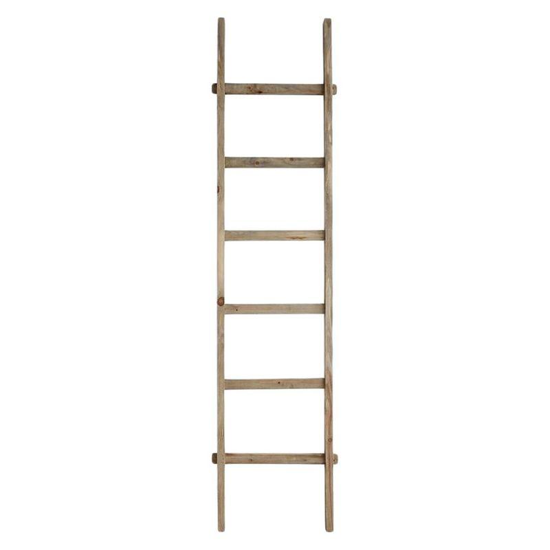 Storied Home Decorative Wood Ladder 76": Hardwood, 6 Rungs, No Assembly Required