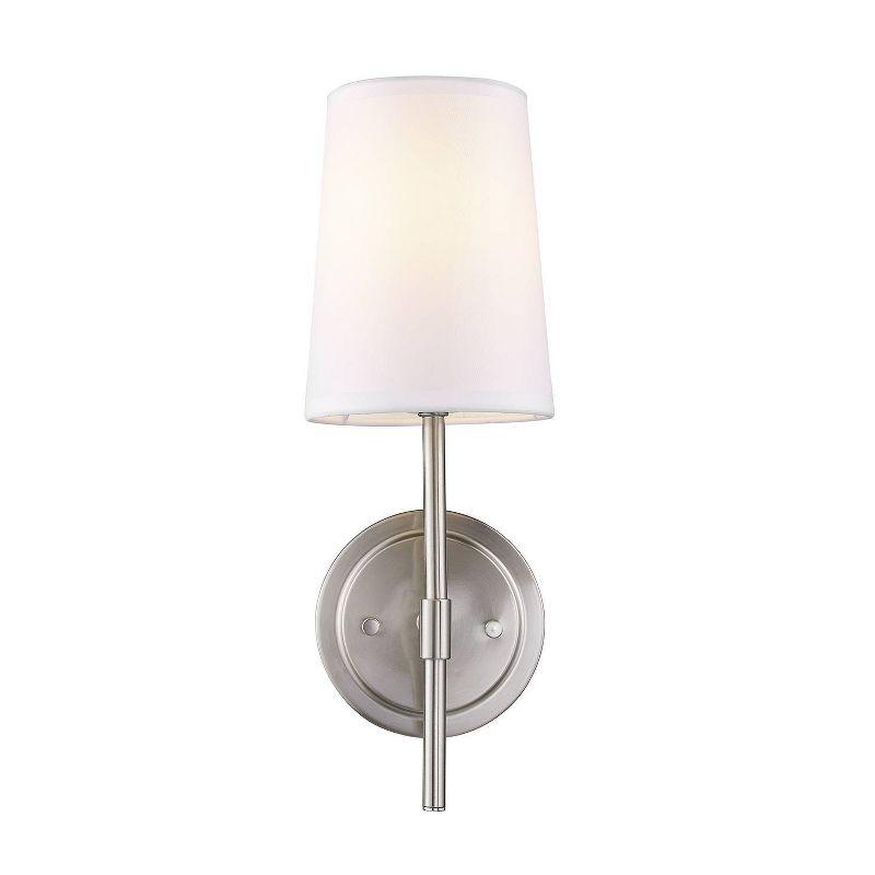 Clarissa Brushed Nickel Modern Glam Lantern Wall Sconce with White Shade