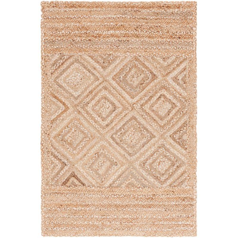 Natural Handwoven Jute Area Rug with Diamond Pattern, 4' x 6'