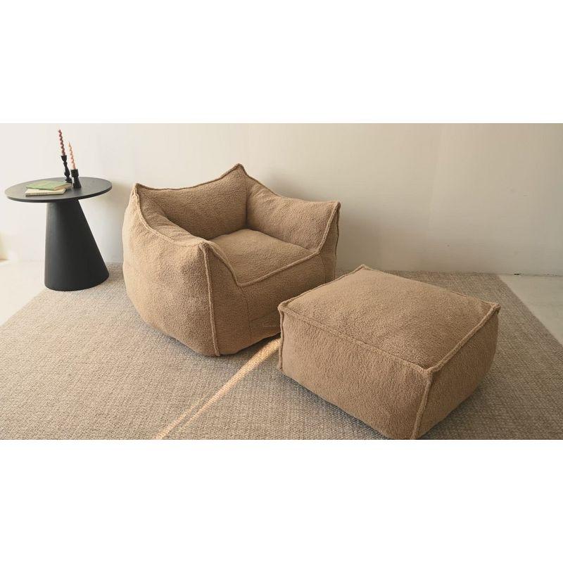 Boring Boucle Bean Bag Sofa,Upholstered Double Bean Bag Chair,Bean Bag Couch For Adults and Kids-The Pop Home