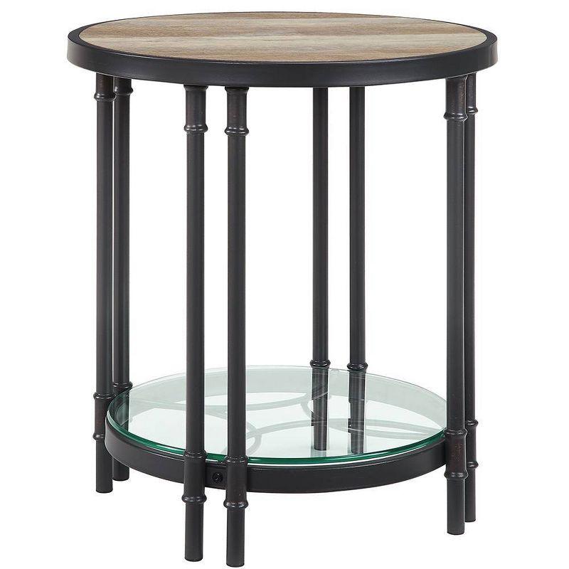 Acme Furniture Brantley 22" 1 Tier Shelf Accent Table Oak and Sandy Black: Round Beveled Edge, No Assembly Required