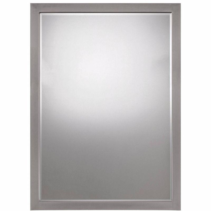 Elegant Rectangular Brushed Nickel Beveled Wall Mirror 37"x28"