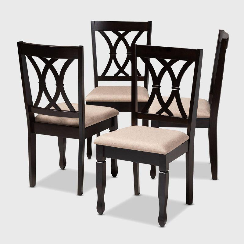 Reneau Sand and Brown Wood Cane Dining Chair Set