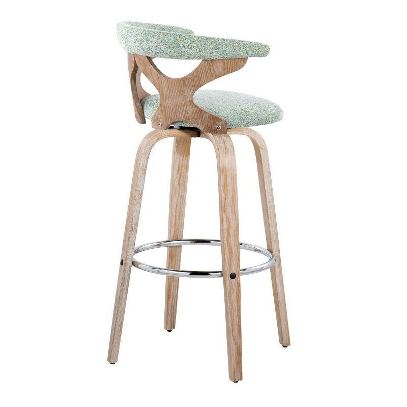 Set of 2 Gardenia Barstools White Wash/Seafoam Green: Fixed Height, Padded Swivel Seat - LumiSource