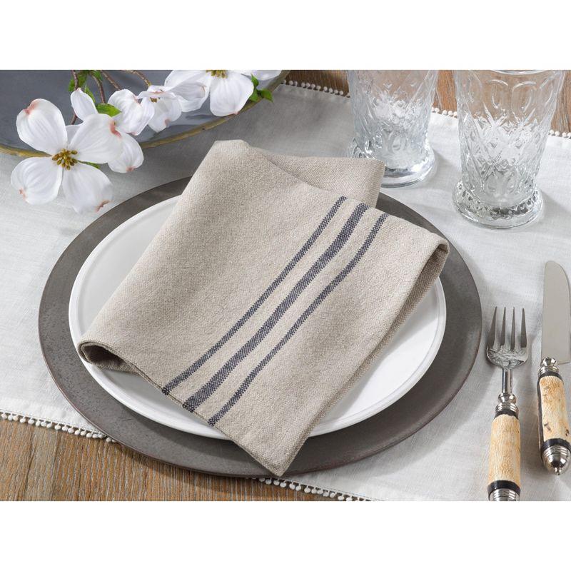 Saro Lifestyle Striped Linen Napkin, 20" Square, Natural (Set of 4)