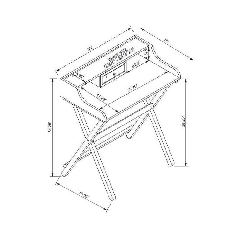 Sleek Natural Finish Foldable Writing Desk with Storage Drawer