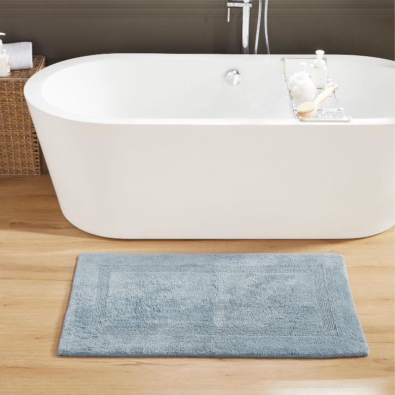 Better Trends Lux 100% Cotton Tufted Solid Reversible Bath Rug 24" x 40" Rectangle - Blue