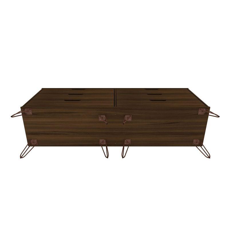 Mid-Century Modern Double Low Dresser with Cutout Handles - Brown