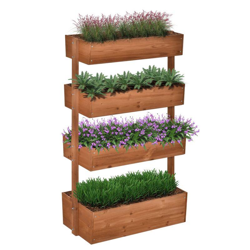 4-Tier Adjustable Wooden Vertical Garden Planter in Orange