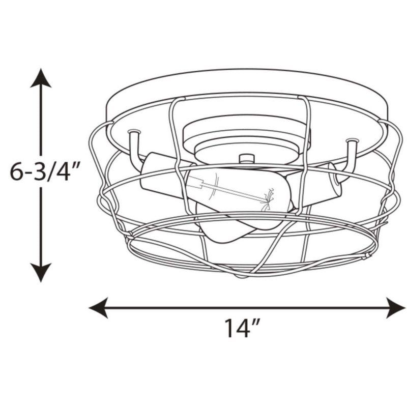 Graphite Steel 2-Light Flush Mount with Open Cage Design