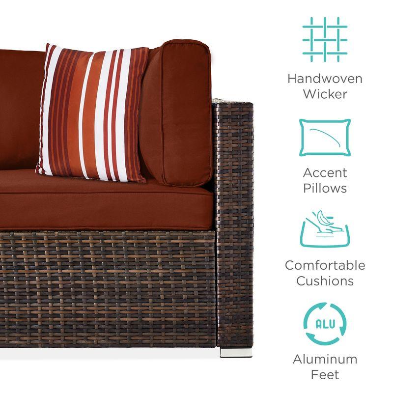 Best Choice Products 7-Piece Outdoor Modular Patio Conversation Furniture, Wicker Sectional Set - Brown/Dark Rust