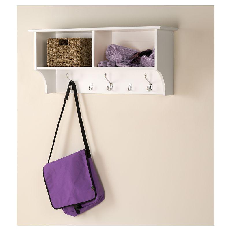 Wide Hanging Entryway Shelf White 36" - Prepac: Wall Organizer with Hooks, Bookshelf Storage