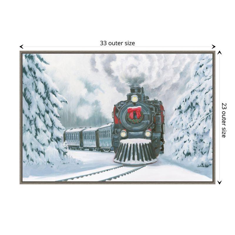 Amanti Art Christmas Train by Wellington Studio Canvas Wall Art Print Framed 33-in. x 23-in.