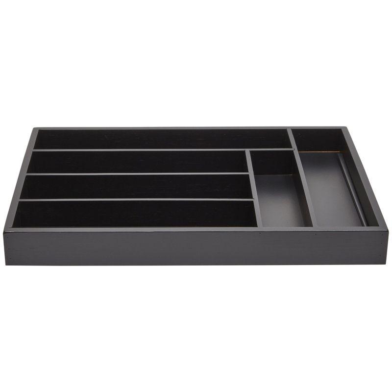 Juvale Bamboo Silverware Drawer Organizer Tray for Kitchen, Black, 17 x 12 Inches