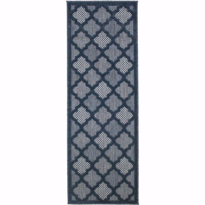 Nourison Trellis Outdoor Runner Rug Navy Blue 2' x 6'