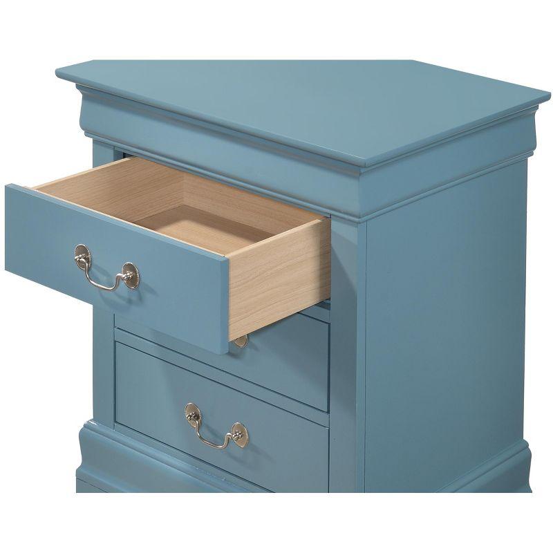Passion Furniture Louis Philippe 3-Drawer Teal Nightstand (29 in. H x 21 in. W x 16 in. D)