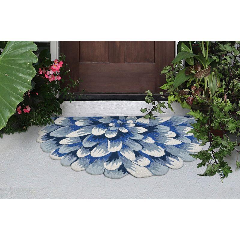 Liora Manne Frontporch Mum Indoor/Outdoor Rug Blue 2' x 3'
