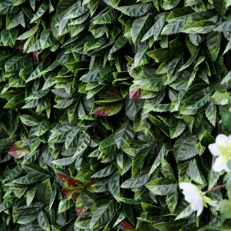 Outsunny Artificial Grass Wall Panel Backdrop, 12 20" x 20" Boxwood UV Protection Privacy Screen Panels, Green and Red