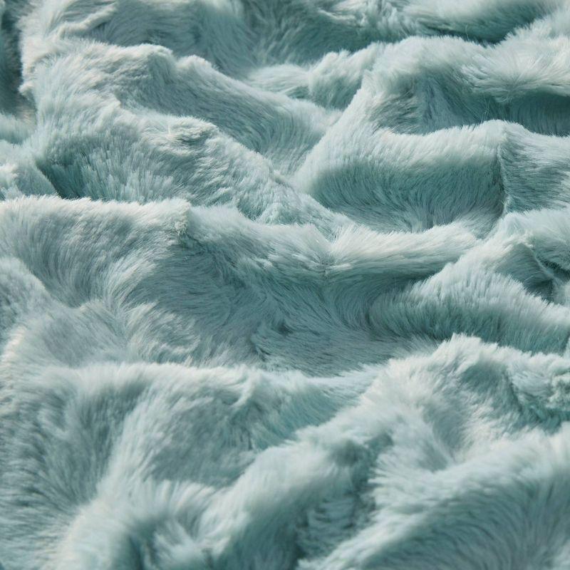 60"x70" Oversized Marselle Faux Fur Throw Blanket Aqua - Madison Park