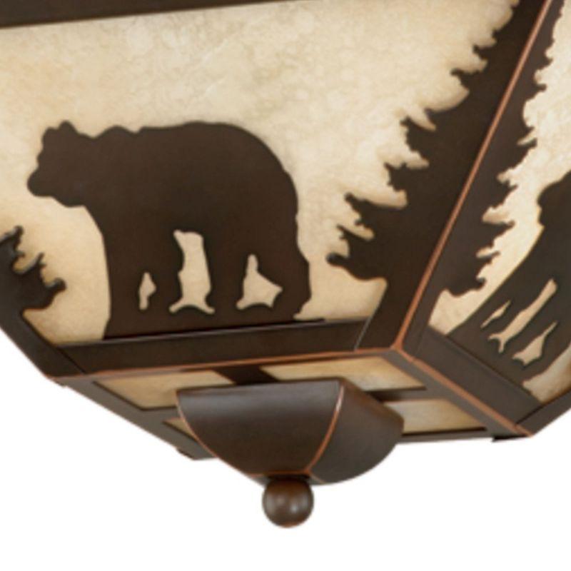 Bozeman Rustic Wilderness 14" Flush Mount in Burnished Bronze with Amber Glass