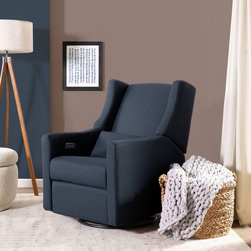 Sustainably Sourced White Linen Swivel Recliner Armchair