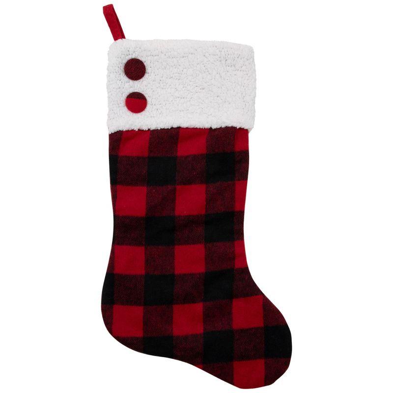 Northlight Seasonal 23" Black and Red Rustic Buffalo Plaid Christmas Stocking