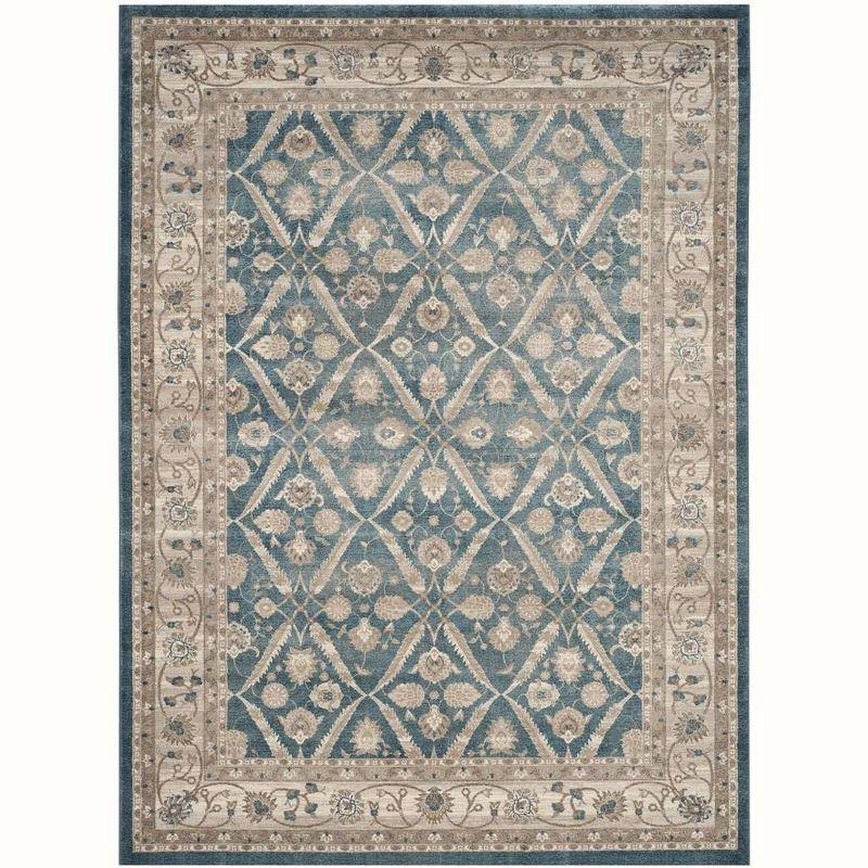Elegant Sofia Blue & Beige Hand-Knotted Synthetic Area Rug, 8' x 11'