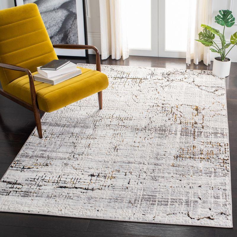 Amelia Grey and Gold Abstract Rectangular Area Rug