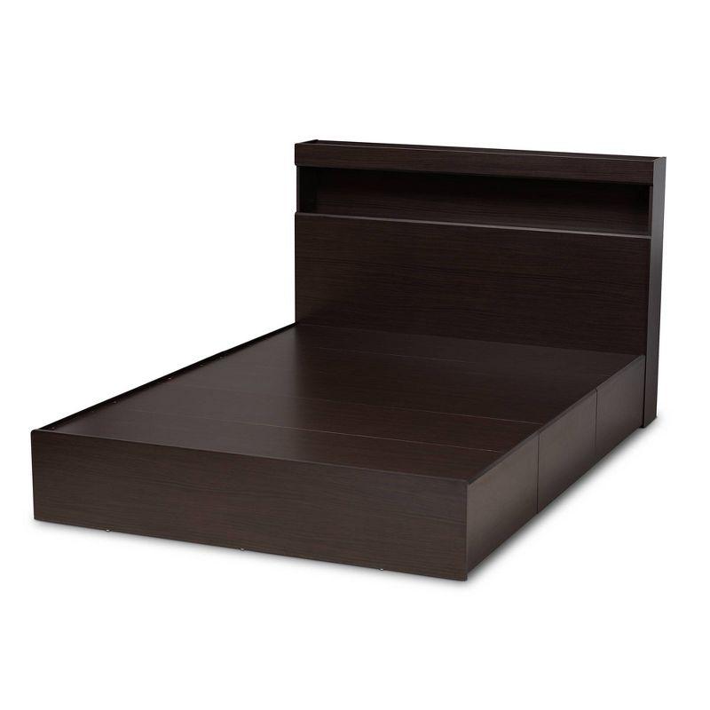 Queen 6 Drawer Blaine Wood Platform Storage Bed Dark Brown - Baxton Studio