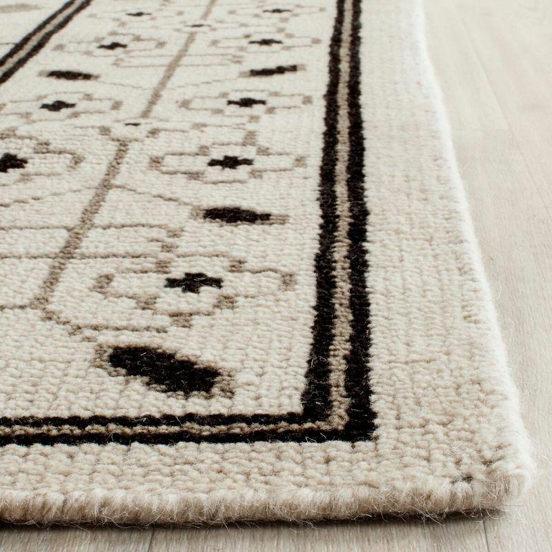 Kenya Hand-Knotted Ivory and Grey Pure Wool Rug - 9' x 12'